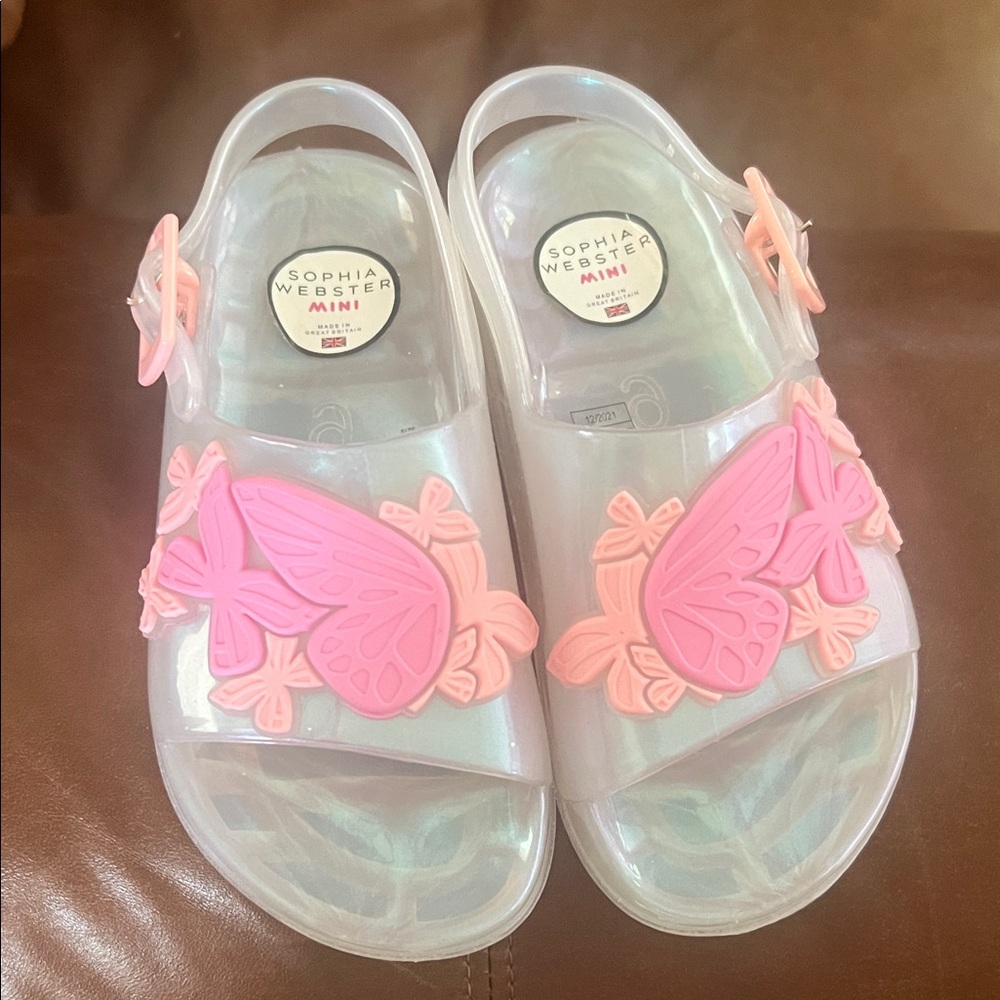 Sophia Webster Kids Clear and Pink Butterfly Sandals
